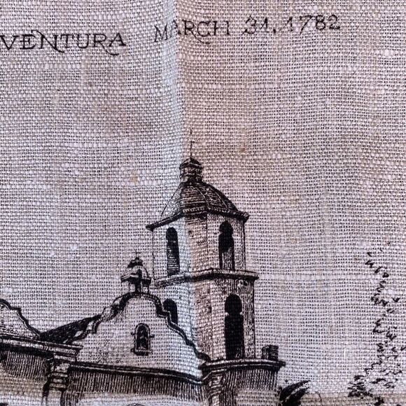 2 Vtg Kay Dee HandPrints California Missions 100% Pure Linen Kitchen Tea Towels - Picture 13 of 16